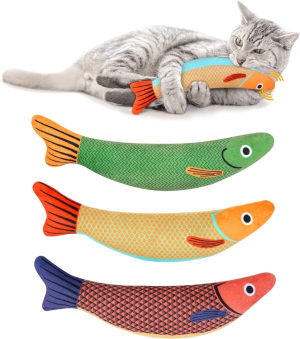 Catnip Toy, 3PCS Cat Chew Toys, Bite Resistant Catnip Toys with Bell Inside, Plush Cartoon Kitten Teething Interactive Toy for Cats