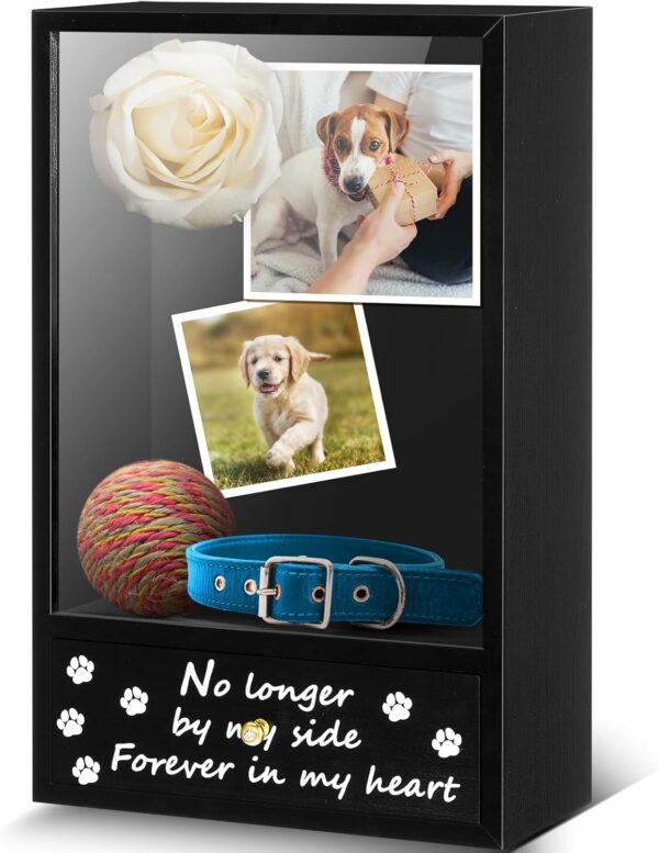 Pet Memorial Shadow Box 13.98 x 8.86 Inches Wood Memorial Picture Frame for Pets, Dog Memorial Gifts, Pet Memorial Picture Frame, Pet Memorial Box for Loss of Dogs Cats