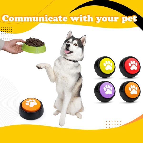 PetnBeyond Dog Talking Buttons - Communication Starter Pack, 4 PCS Dog Training Buttons, 30 Second Record Button for Pet Voice Training, Speaking Buttons for Cats and Dogs, 30s Voice Recordable Pet - Image 2