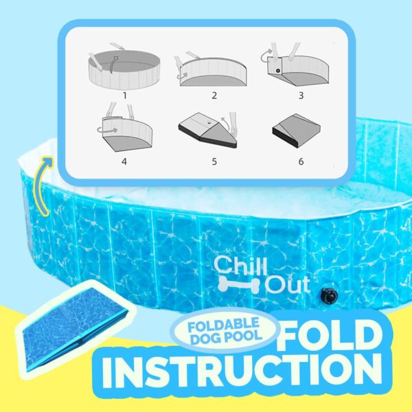 ALL FOR PAWS 63" Dog Pool for Large Dog Dog Swimming Pool Foldable Pool Dog Tub Outdoor Pool with MDF Board Inside and Anti-Skid Inner Layer Suitable for Dog - Image 5