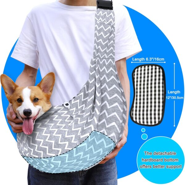 Cat Wrap Carrier Small Dog Sling, Puppy Pouch Chest Bag Soft Shoulder Pad Bottom Support, Fits 12Lbs Short Dog 16Lbs Cats Pets, Grey Wave Carriers - Image 5