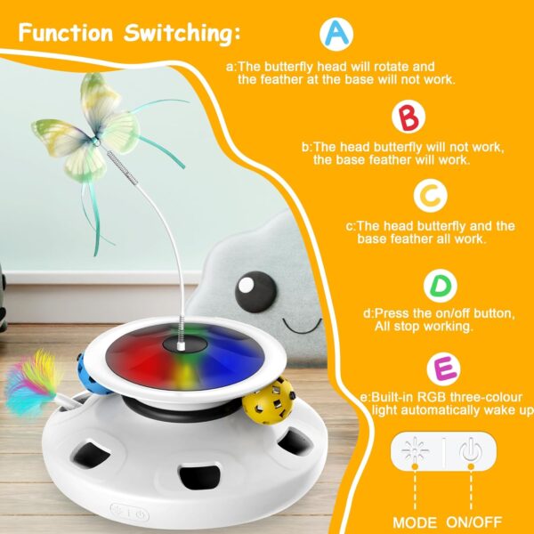 4 in 1 Cat Toys Rechargeable with 2000mAh Battery, Interactive Cat Toys for Indoor Cats, Track Balls Kitten Toy, Fluttering Butterfly, Electronic Whack a Mole for All Breeds - Image 8