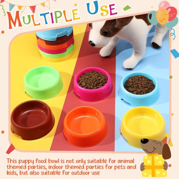 24pcs Puppy Dogs Birthday Party Supplies Pet Plastic Bowls Bulk Reusable Dog Bowls Puppy Food Bowl Feeding Water Pet Bowl for Dog Cat Paw Party Favor, Blue, Yellow, Pink, Coffee, Orange, Green - Image 6