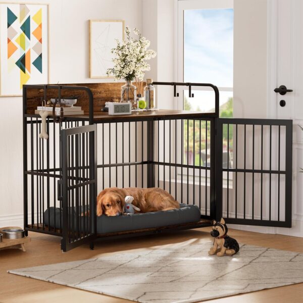 Large Dog Crate Furniture for Large Dogs, 43" Wooden Heavy Duty Dog Kennel with Double Doors, Decorative Pet House Dog Crates Side End Table Indoor(43.3" W×27.6" D×28.3" H) - Image 8