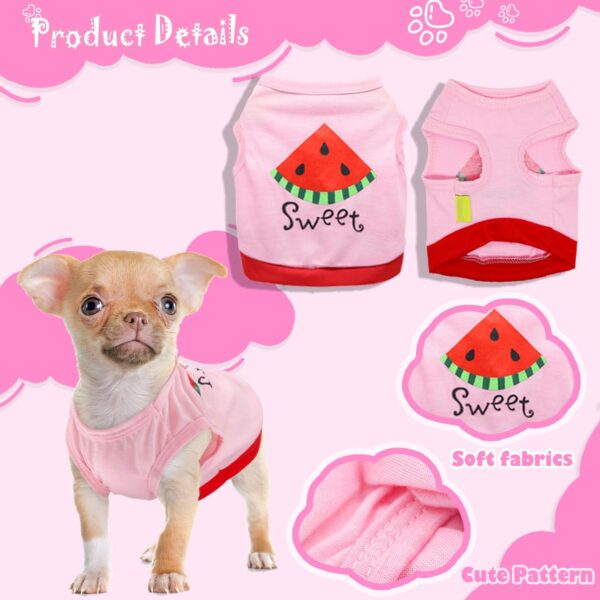 4 Pieces Dog Clothes for Small Dogs Girl Summer Teacup Chihuahua Yorkie Clothes Cute Small Dog Shirts Soft Breathable Pink Puppy Clothes Pet Outfit Cat Clothing XXS (XXSmall) - Image 3