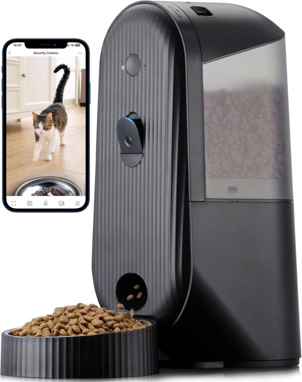 Automatic Cat Feeder, 1080P HD Camera Timed Auto Dog Feeder with App, FUKUMARU Smart 5G WIFI Dry Food Dispenser - Never Miss a Feeding with Honey Pets