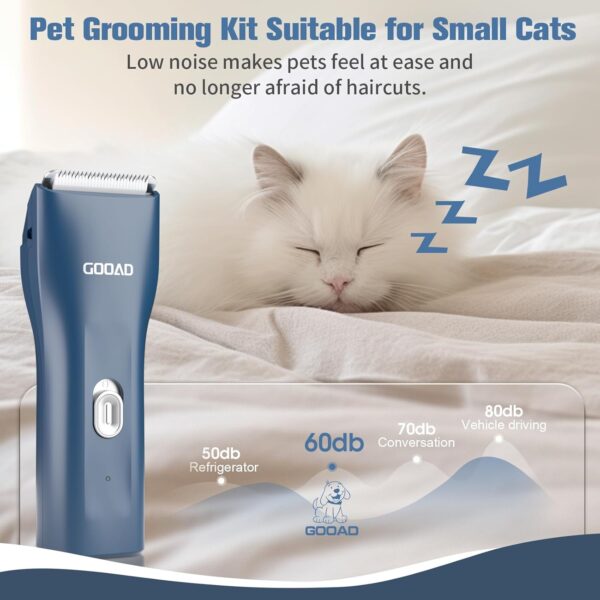 Cat Clippers for Matted Hair, Quiet Cat Shaver for Long Hair, Cordless Cat Hair Trimmer for Grooming, Cat Paw Trimmer Nail Grinder,Pet Shaver Cat Grooming Kit for Cats Small Dogs Animals(Blue) - Image 3