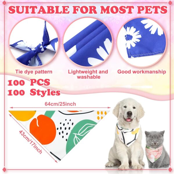 100 Pcs Boho Dog Bandanas Bulk Pet Bandanas Dog Bandanas Bibs Triangle Dog Scarf Colorful Pet Dog Bandanas for Medium Large Dog Groomers Birthday Gifts Supplies Summer Costume Decoration - Image 2