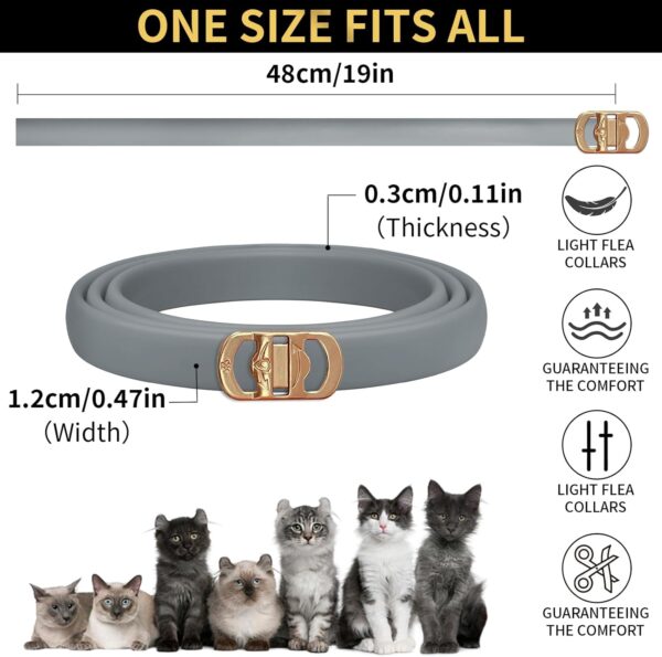 4 Pack Flea Collar for Cats, 32 Months Flea and Tick Prevention for Cats, Waterproof Cat Flea Collar, Cat Flea and Tick Treatment, Adjustable Flea and Tick Collar for Cats Kittens-Black&Gray - Image 7