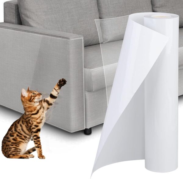 Anti Cat Scratch Furniture Protector 236 x 12 Inch Large Couch Protector for Cats Single-Sided Sticky Couch Protector Clear Couch Corner Guards Tape for Furniture Couch Sofa Door Walls