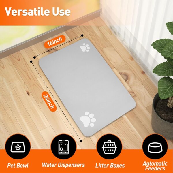 16 x 24 Inch Pet Feeding Mat Dog Mat for Food and Water Dog Food Absorbent Mat, Quick Dry Cat Food Mat Dog Water Bowl Mat Pet Supplies (Light Grey) - Image 5