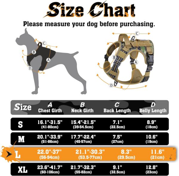 rabbitgoo Dog Harness for Large Dogs No Pull, Tactical Service Dog Vest with Molle and Control Handle, Adjustable and Reflective Military Pet Harness for Easy Walking and Training, Brown camo, L - Image 2