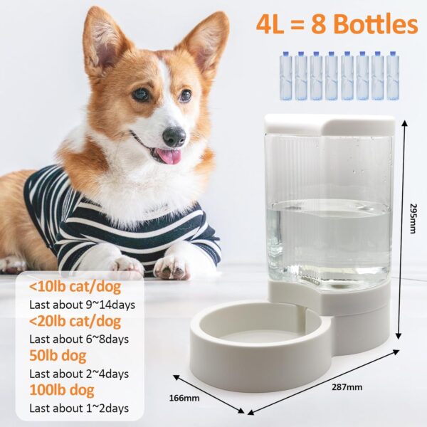 Pet Water Dispenser, Gravity Automatic Dog Water Bowl & Cat Water Dispenser, 4L Cat Dog Waterer Station, Self Water Dish without Electricity Auto Water for Cats Dogs Bunny - Image 3