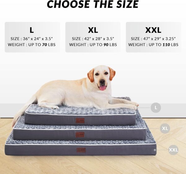 Orthopedic Memory Foam Dog Bed for Large Dogs, Waterproof Dog Crate Bed, Washable Pet Mat with Removable Cover and Nonskid Bottom - Image 6