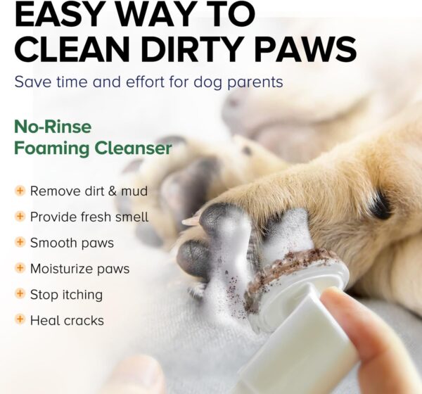 Clean Paws, Dog Paw Cleaner, No-Rinse Foaming Cleanser, Moisturizing & Deodorizing Paw Wash with Silicone Bristle Brush, Deep Clean, Easy & Portable Paw Cleaner for Dogs, 6.8 Fl Oz - Image 4