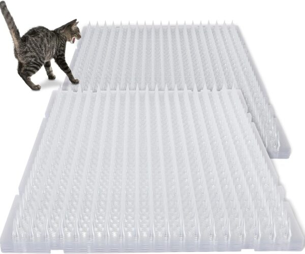 20 Pcs Cat Repellent Outdoor Indoor Mat Clear Cat Mat Plastic Cat Deterrent Cat Repellent Mat with Spikes Furniture Plant Couch Protectors from Cats Dogs, 16 x 13 Inches