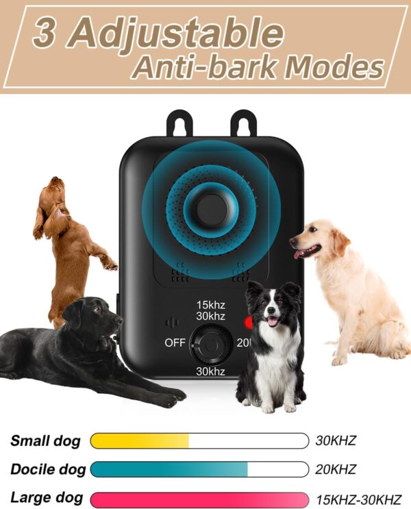 Anti Barking Devices, Auto Dog Bark Control Devices with 3 Modes, Rechargeable Ultrasonic Bark Box Dog Barking Deterrent Devices, Effective Stop Barking Dog Devices for Indoor & Outdoor Dogs - Image 3