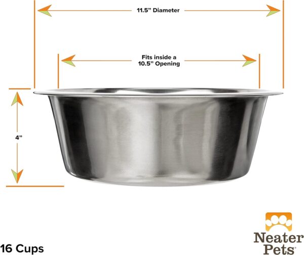 Neater Pet Brands Stainless Steel Dog and Cat Bowls - Extra Large Metal Food and Water Dish (16 Cup) - Image 2