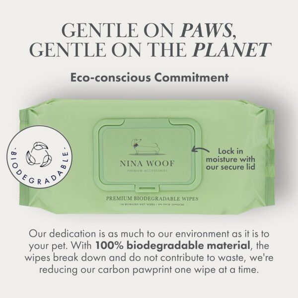 Premium Dog Wipes Cleaning Wipes for Dogs Cat Wipes Pet Wipes Biodegradable Non-Scented Non Alcohol Wipes w/Aloe Vera Plant Puppy Wipes Dog Paw Wipes Dog Face Wipes Great for Puppy Pads - Image 3