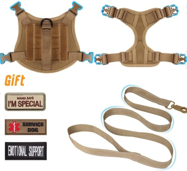 Tactical Dog Harness for Small Dogs, Military Puppy Vest Outdoor Training Dog Harness and Leash, Adjustable Service Dog Vest Harness with Handle，3 Patches - Image 2