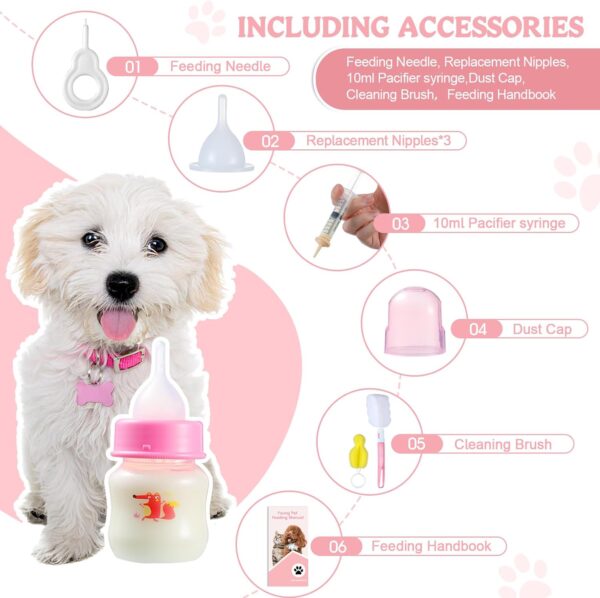 Kitten and Puppy Bottle Feeding Kit, puppy bottles for nursing: Provides unparalleled care, comfort and convenience for your cherished furry companion.pink-2.02oz(60ml) - Image 6