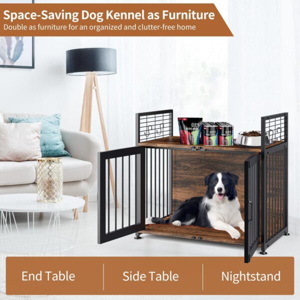 Wooden Dog Crate Furniture Large/Medium Dog, Dog Kennel Furniture Large Breed, Indoor Dog Cage Furniture Style with 2 Doors, End Table Dog Crate for 50-70 lbs Dogs (41" W×23.2" D×35.6" H) - Image 4