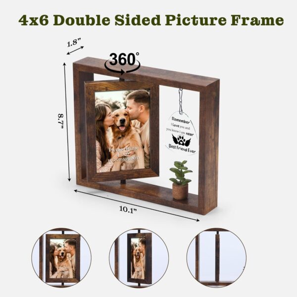 Pet Memorial Frame Gift for Loss of Dogs, Dog Picture Frame, Wood Rotating 4x6 Pet Bereavement Photo Frame, Dog Sympathy Gift for Pet Lover - Image 6