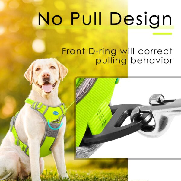 ThinkPet No Pull Harness set Breathable Sport Harness with Handle - Reflective Padded Dog Safety Vest with Reflective Neon Dog Leash XL Harness Leash Pack Green - Image 2