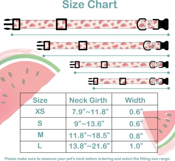 Faygarsle Cute Dog Collar for Girls Boy Dogs Soft Fancy Pet Collar with Watermelon Design Ideal Pink Summer Dog Collar for Small Medium Large Dogs M - Image 3