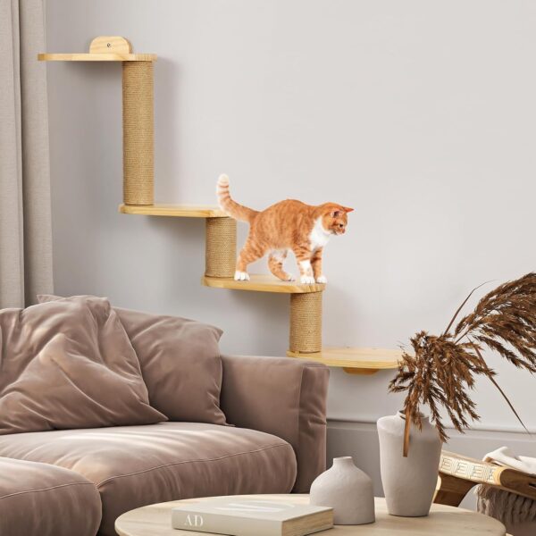 Cat Wall Shelves,Transformable Cat Scratching Post Wall Mounted, DIY Wall Mounted Cat Furniture for Climbing, Play, Nap (4-Layer) - Image 6