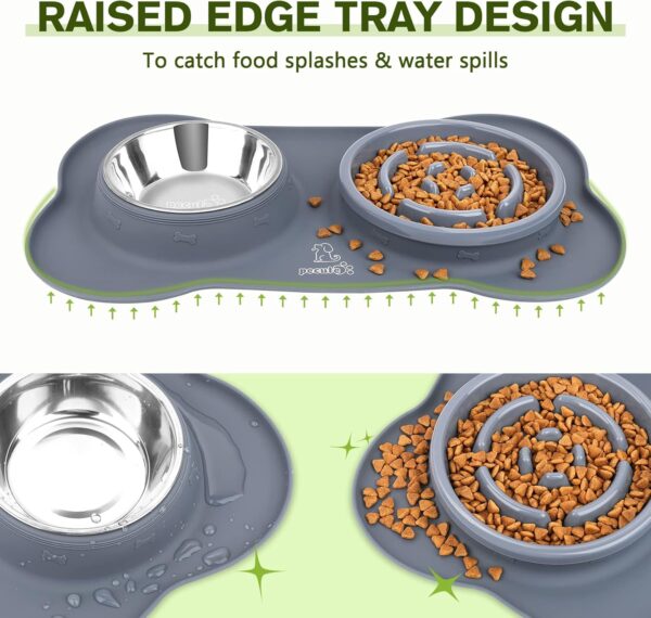 Pecute Slow Feeder Dog Bowls to Slow Down Eating, Dog Bowl Slow Feeder with No-Spill Non-Skid Silicone Mat, Food-Grade Safe Dog Food Bowls Slow Feeder, Stainless Steel Dog Water Bowl for Dogs Cats - Image 4