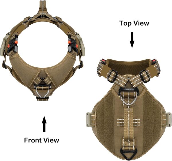 ICEFANG GN8 Quick-Moving Tactical Dog Harness with 2xMetal Buckles for Large Sized Dogs,Reflective K9 Vest,No-Pull Front Leash Clip,5-Points Adjustable Pet Harness (Brown, Large (Pack of 1)) - Image 3