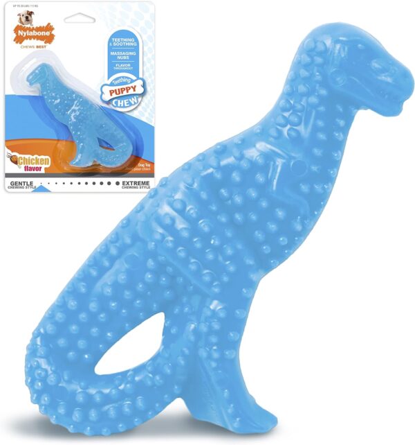 Nylabone Dental Dinosaur Puppy Chew Toy - Puppy Chew Toy for Teething - Puppy Supplies - Chicken Flavor, Small/Regular (1 Count) - Image 13