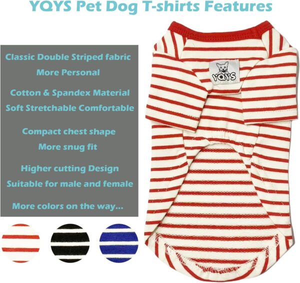 YQYS Pet Dog T-shirts Striped Cotton Tee Shirt for Small Dogs and Cats Puppy Clothes Dog Apparel Teacup Dog Clothing for Chihuahua Yorkie Poodle Blue White XXSmall - Image 4