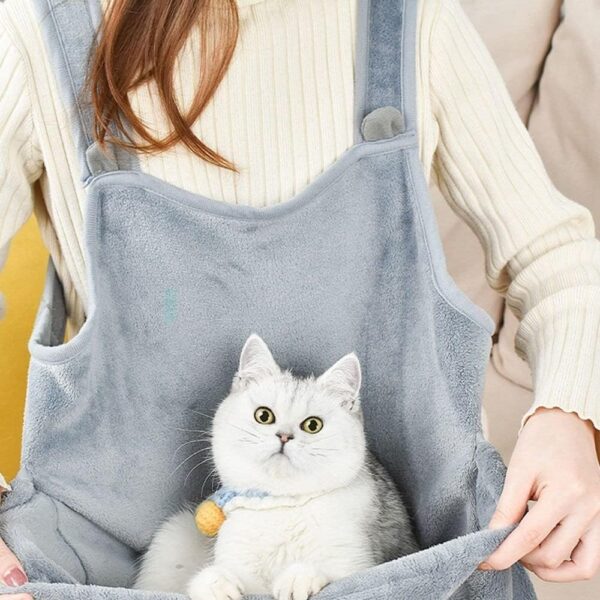 Pet Carrier Apron with Sleeping Pocket, Portable Hands Free Shoulder Front Cat Sling Carrier Bag Soft Breathable Cotton Accompany Carrier Pouch for Small Dog and Cat - Image 3