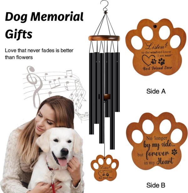 Dog Memorial Gifts for Loss of Dog - Loss of Dog Sympathy Gift, Pet Memorial Gifts for Dogs, Loving Dog Memorial, Dog Bereavement Gift, Pet Loss Gifts Wind Chimes (Black) - Image 2