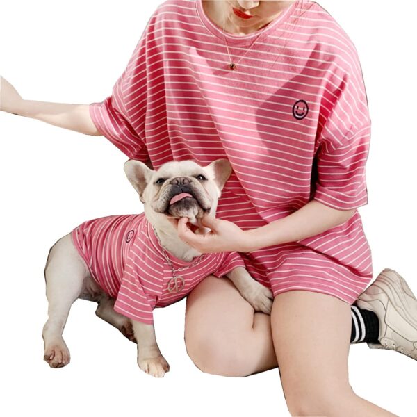 Matching Dog and Owner Clothes,Striped Dog shirts for Small Medium Large Dogs Cats,Mama and Pet Shirts are Sold Separately(for Pets,Pet-Pink,Pet L-Bust 17.3")