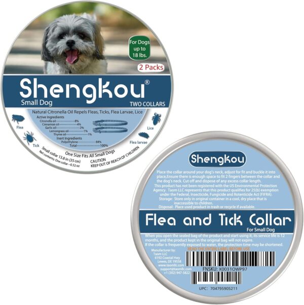 Flea and Tick Collar for Small Dog, Made with Natural Plant Based Essential Oil, Safe and Waterproof, Free Comb and Prevention Treatment Drop, 2x6 Month, 13.8 in (2 Packs) - Image 8