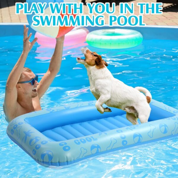 Dog Float for Pool Inflatable Dog Pool Float for Summer Foldable Pet Pool Rafts Puppy Pool Raft Inflatable Dry Dog Float for Small Medium and Large Dogs, Hold up to 110 Pounds - Image 3