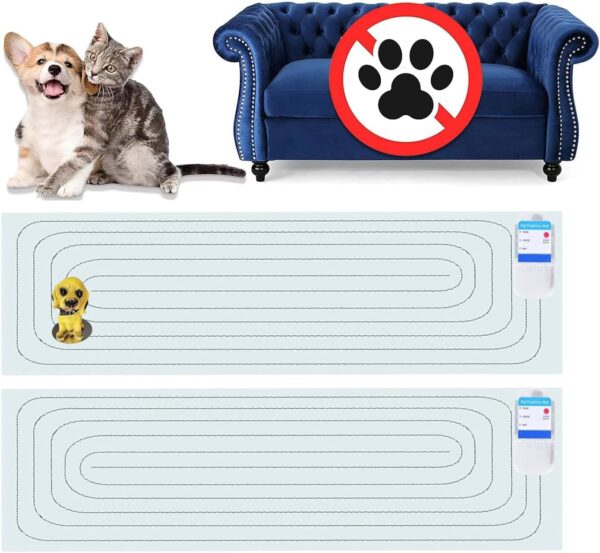 Scat Shock Mat for Dogs and Cats Indoor, Pet Shock Mats for Training Pets, Electric Repellent Mat Keeps Dogs and Cats off Counter, Couch and Sofa, 3 Training Modes (60"x 12"Two Pieces with Tester)