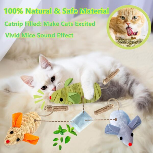 9Pcs Cat Toys, 3X Squeak Mice Catnip Toys for Indoor Cat + 6X Silvervine Chew Stick Dental Chirping Mouse Plush Kitten Stuffed Toy Cleaning Teeth Matatabi Bite Interactive Cat Gifts Kitty Toy - Image 5