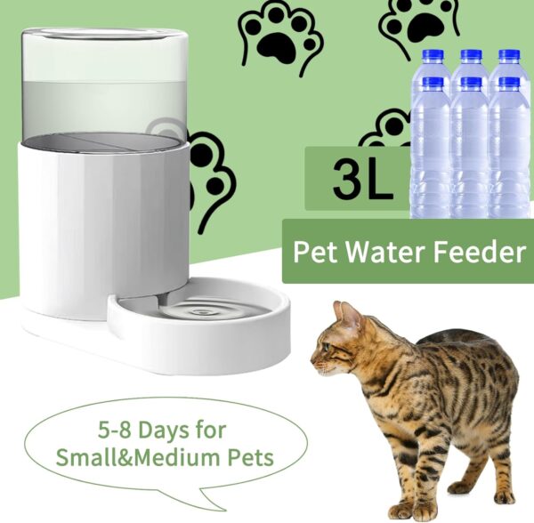 RIZZARI Automatic 3L Pet Waterer, Gravity Water Dispenser, 100% BPA-Free, Large Capacity Water Feeder for Cats and Small and Medium-Sized Dogs (3L,without Filter) - Image 3