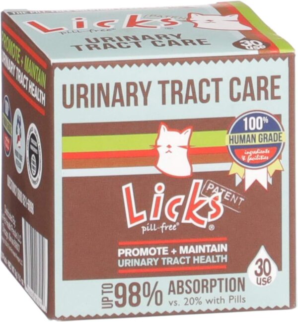 Licks Pill-Free Cat Urinary Tract Care - Cat UTI Care and Prevention Gel Packets - Urinary Tract Infection Supplement for Cats - Omega 3 Fish Oil and L-Lysine Supplement - Gel Packets - 30 Use