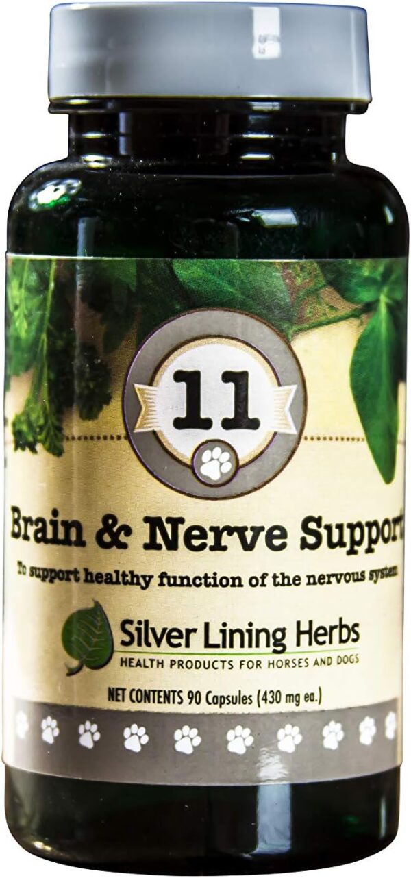 Silver Lining Herbs 11 Canine Brain & Nerve Support - Natural Product Helps Maintain Nervous System, Brain, & Spinal Cord - Herbal Supplement Helps Maintain Happiness & Good Disposition - 90 Capsules