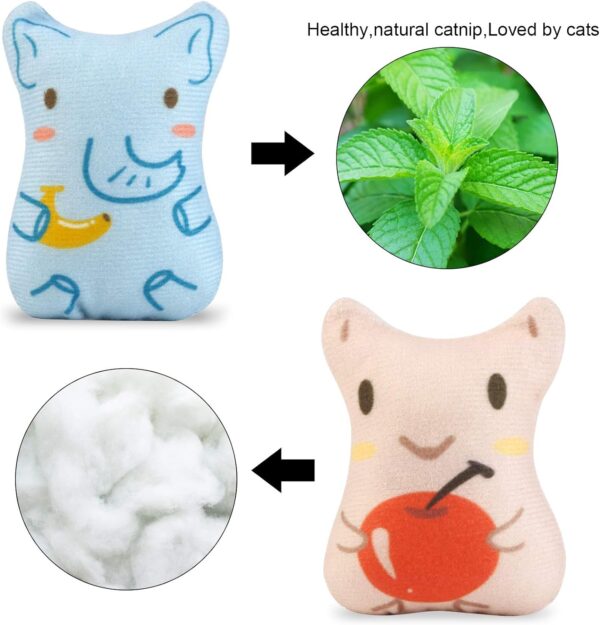 Dorakitten Catnip Toys for Indoor Cats - 5PCS Plush Cat Chew Toys Teething Interactive Catnip Filled Kitten Toy Soft Pet Toy (Animal Shapes) - Image 5