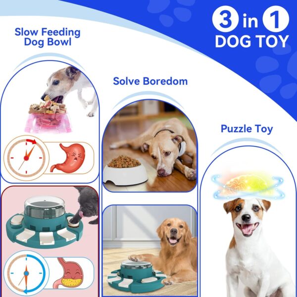 KADTC Dog Puzzle Toys for Small/Medium/Large Dogs Slow Feeder w/Button Level 2 in 1 Boredom Busters Keep Them Busy Enrichment Toy Puzzles Food/Treat Dispenser Puppy Brain Mental Stimulation Game GRN - Image 2