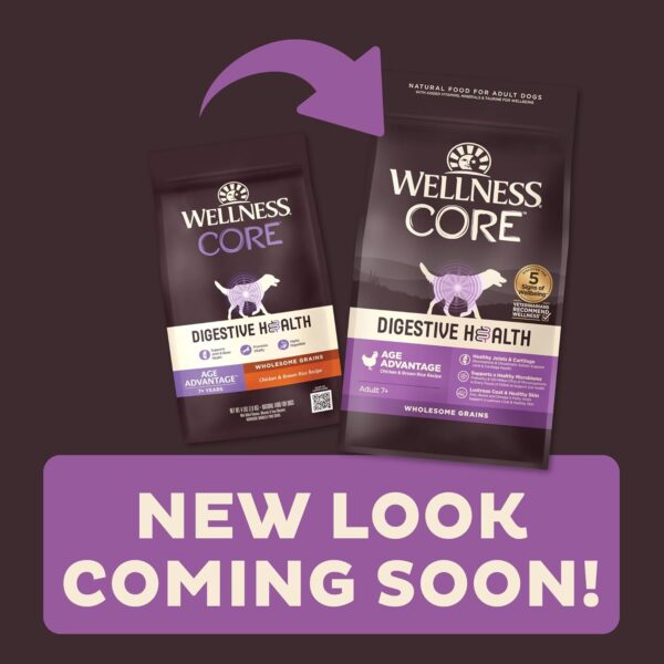 Wellness CORE Digestive Health Dry Senior Food with Wholesome Grains, Advanced Age for Dogs Over 7-Years Old, for Dogs with Sensitive Stomachs, Made in USA with Real Chicken (Senior, 24-Pound Bag) - Image 2