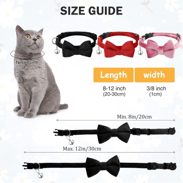 Cat Collar Breakaway with Bells - 3 Pack Breakaway Cat Collars Quick Release Safe Buckle Adjustable Kitten Collar for Girl Boy Cats Pets Supplies,Stuff,Accessories (Bow tie) - Image 4