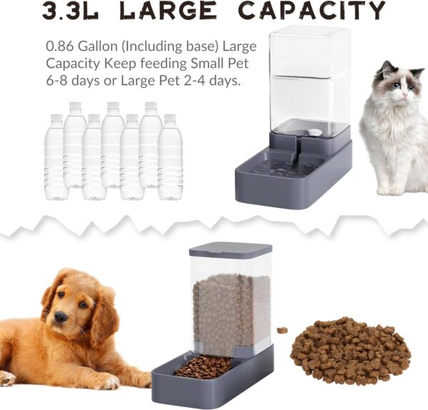 Automatic Cat Feeder and Water Dispenser with Pet Food Bowl,Gravity Food Feeder and Waterer Dispenser in Set for Small Medium Dog Puppy Kitten Rabbit Bunny Large Capacity(3.3L x 2) - Image 3