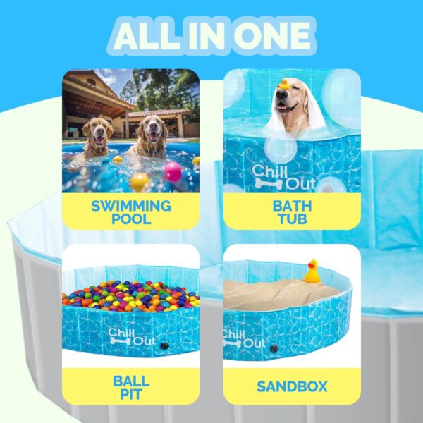 ALL FOR PAWS 63" Dog Pool for Large Dog Dog Swimming Pool Foldable Pool Dog Tub Outdoor Pool with MDF Board Inside and Anti-Skid Inner Layer Suitable for Dog - Image 7